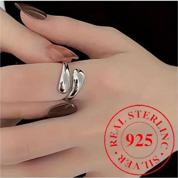 925 Sterling Silver Teardrop Wrap Ring Adjustable VIDEO - Picture 6 of 9